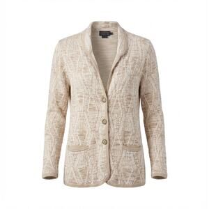 Pendleton Cream and Tan Button Front Blazer Cardigan Size Medium